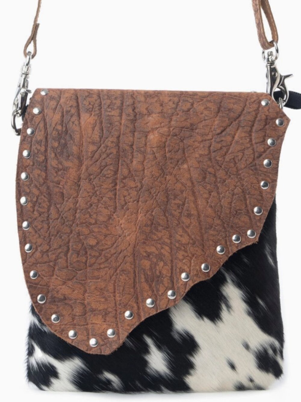 Myra Stonebrook Canvas & Hairon Bag in Spotted Ivory crossbody
